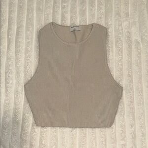 Aritzia Babaton Light Beige Sleeveless Ribbed Top